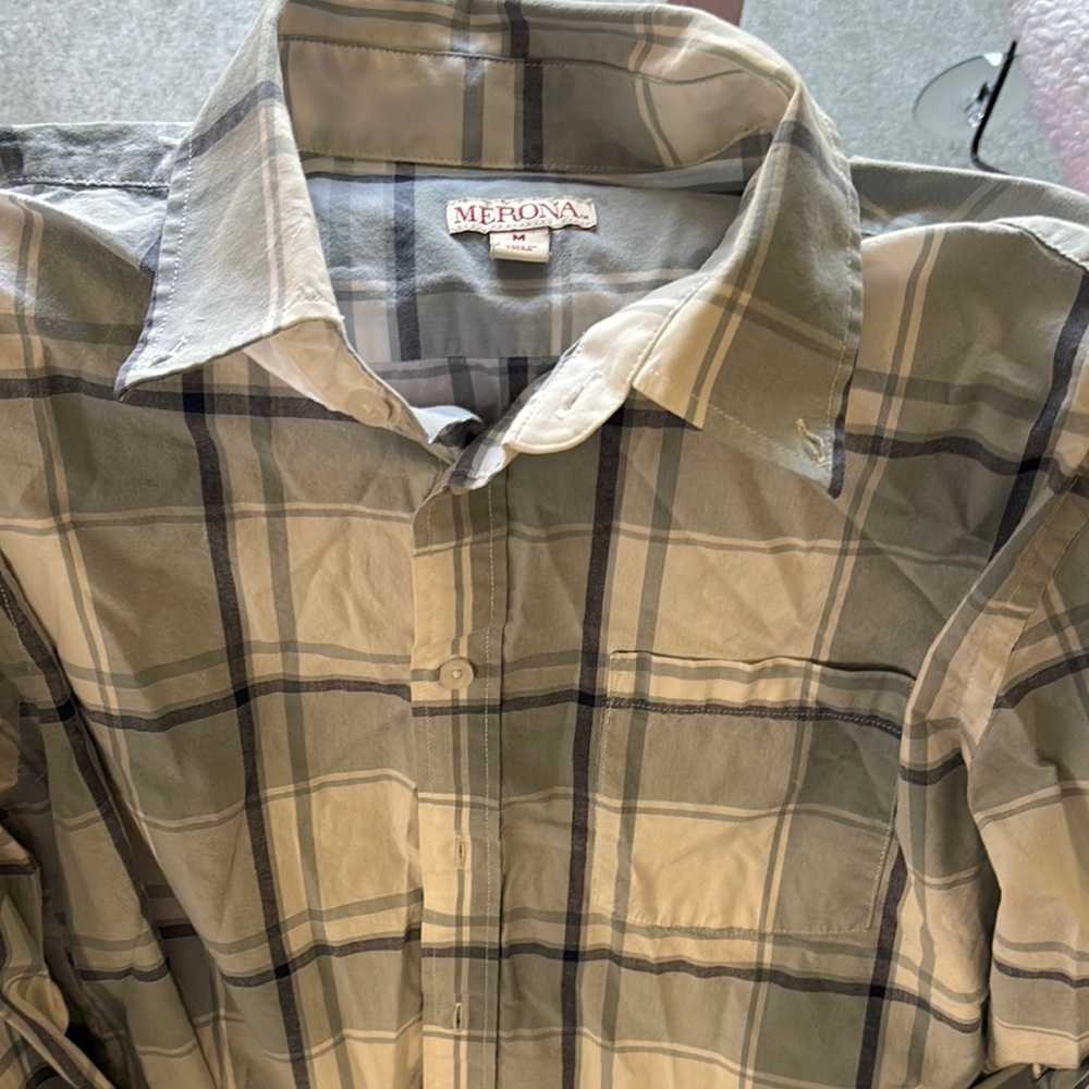 Merona Men's Casual Plaid Shirt - Gray and Blue